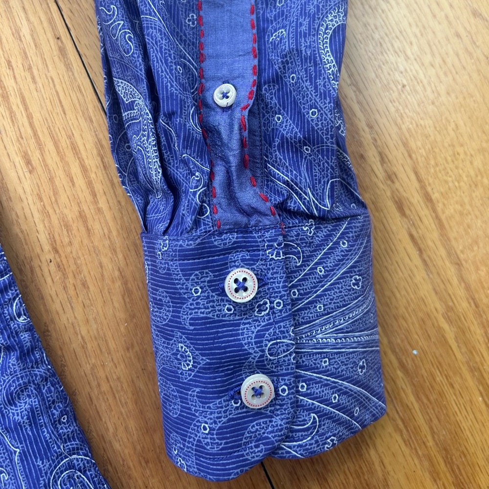 Robert Graham Men's XL Purple Paisley Button Down Shirt Contrast White Collar LS - Picture 8 of 10